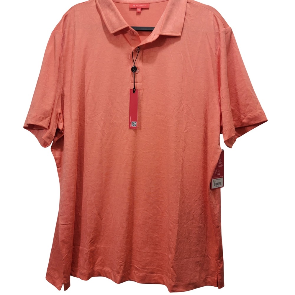 NWT REDVANLY Men's XXL‎ Coral Jacquard Polo Shirt Athletic Golf Luxury PUREPoly - Picture 12 of 12